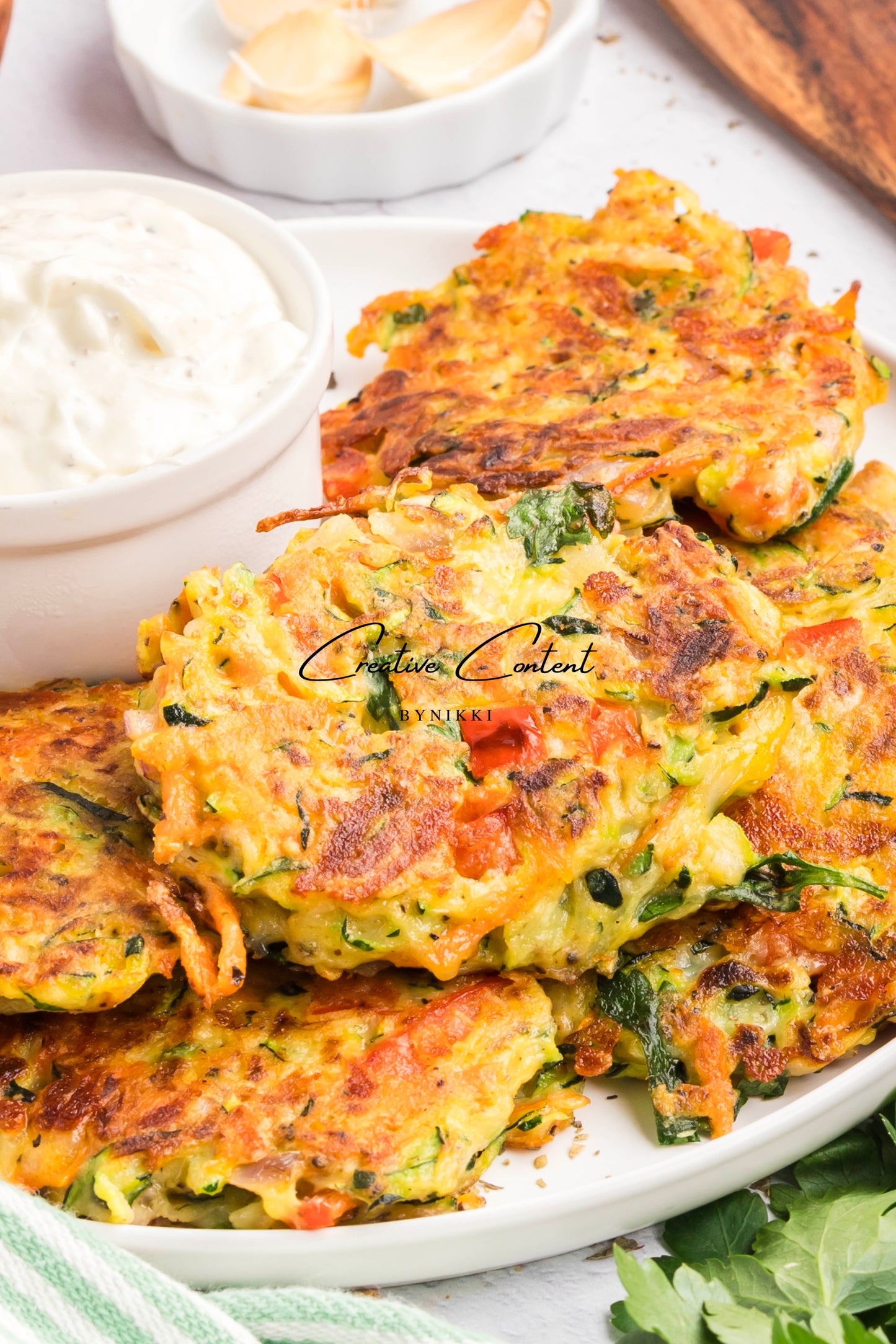 Cheesy Veggie Patties + Creamy Garlic Dip- Exclusive