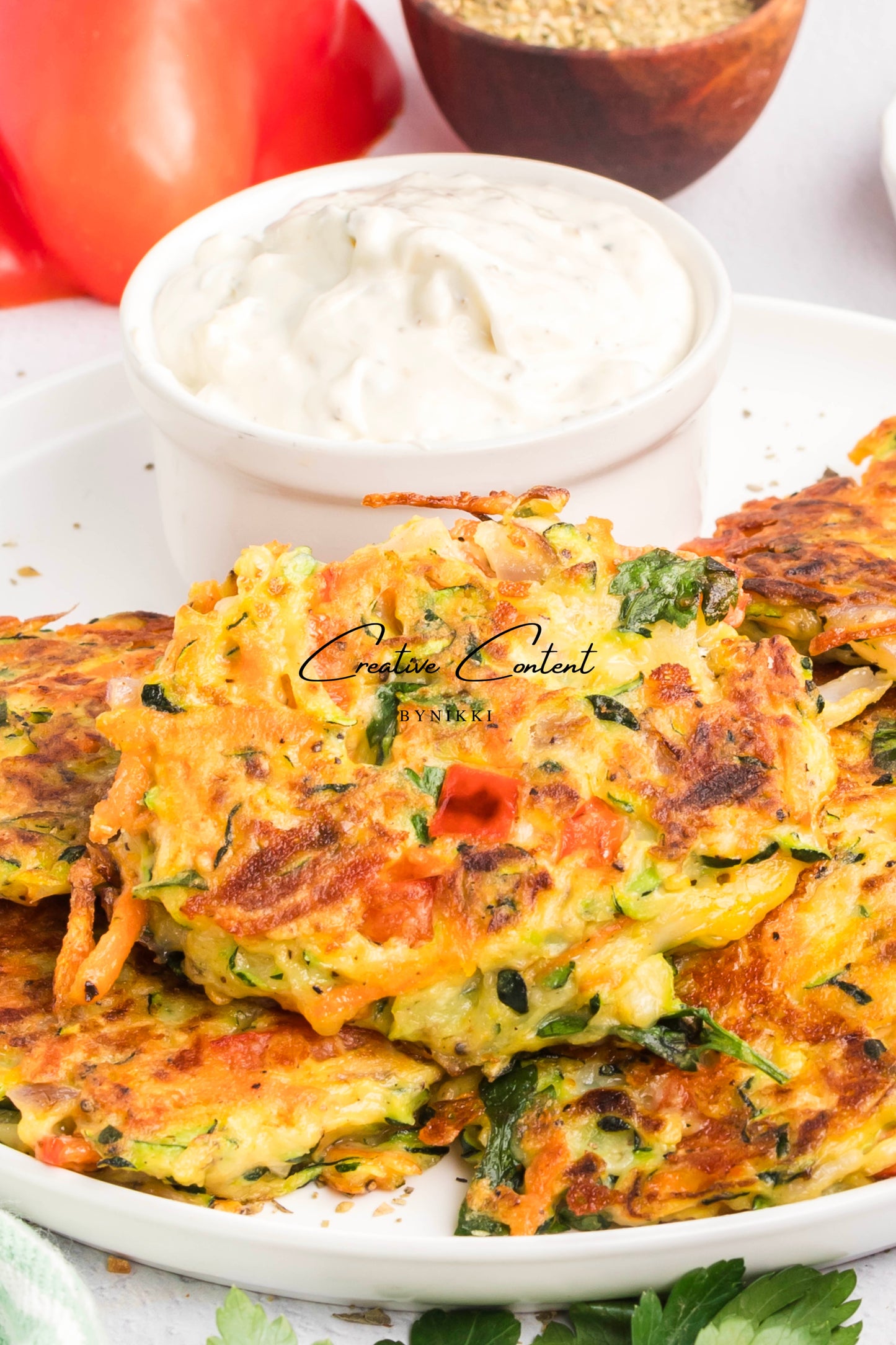Cheesy Veggie Patties + Creamy Garlic Dip- Exclusive