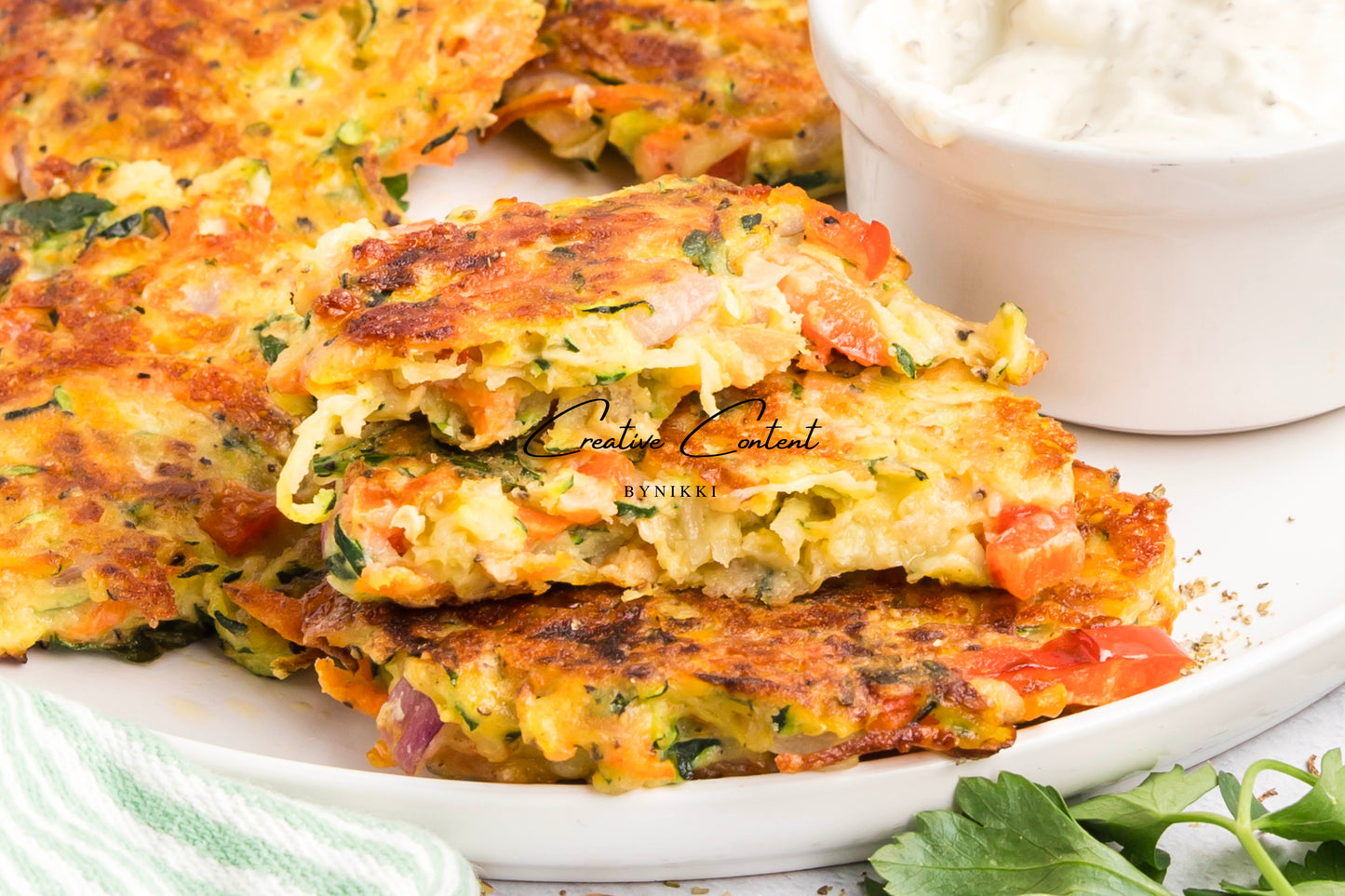 Cheesy Veggie Patties + Creamy Garlic Dip- Exclusive