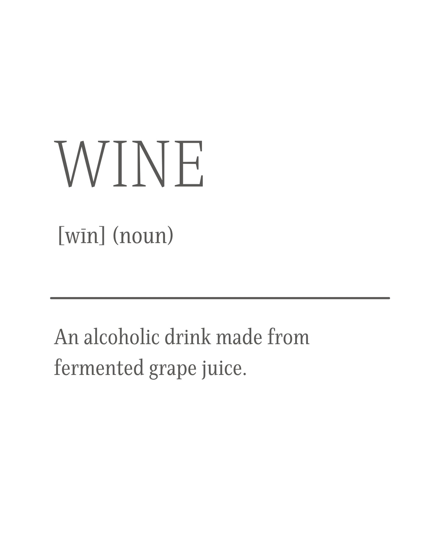 Definition of 'wine' on a white background