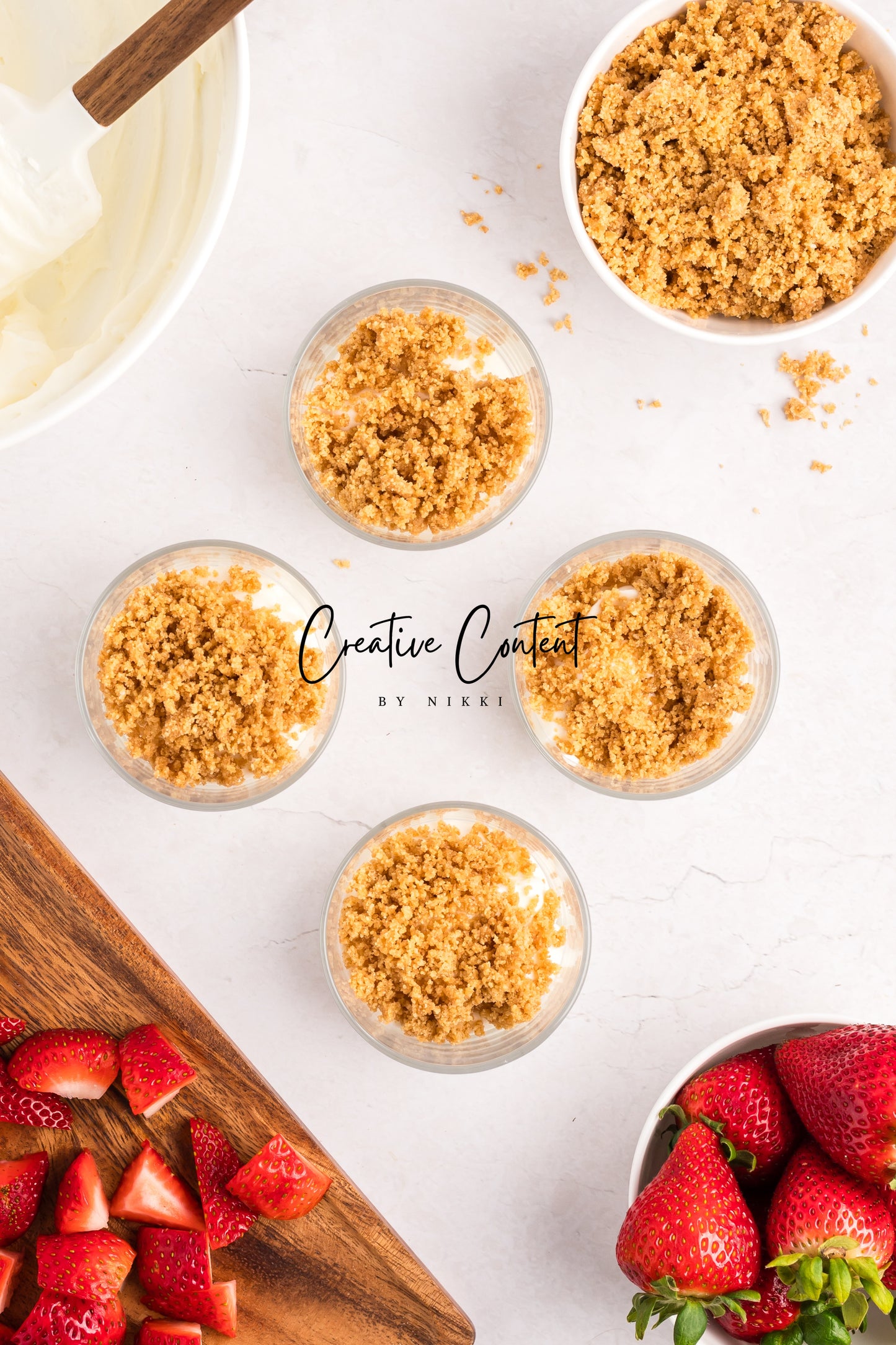 No Bake Strawberry Cheesecake Parfaits -  Set 1 of 2