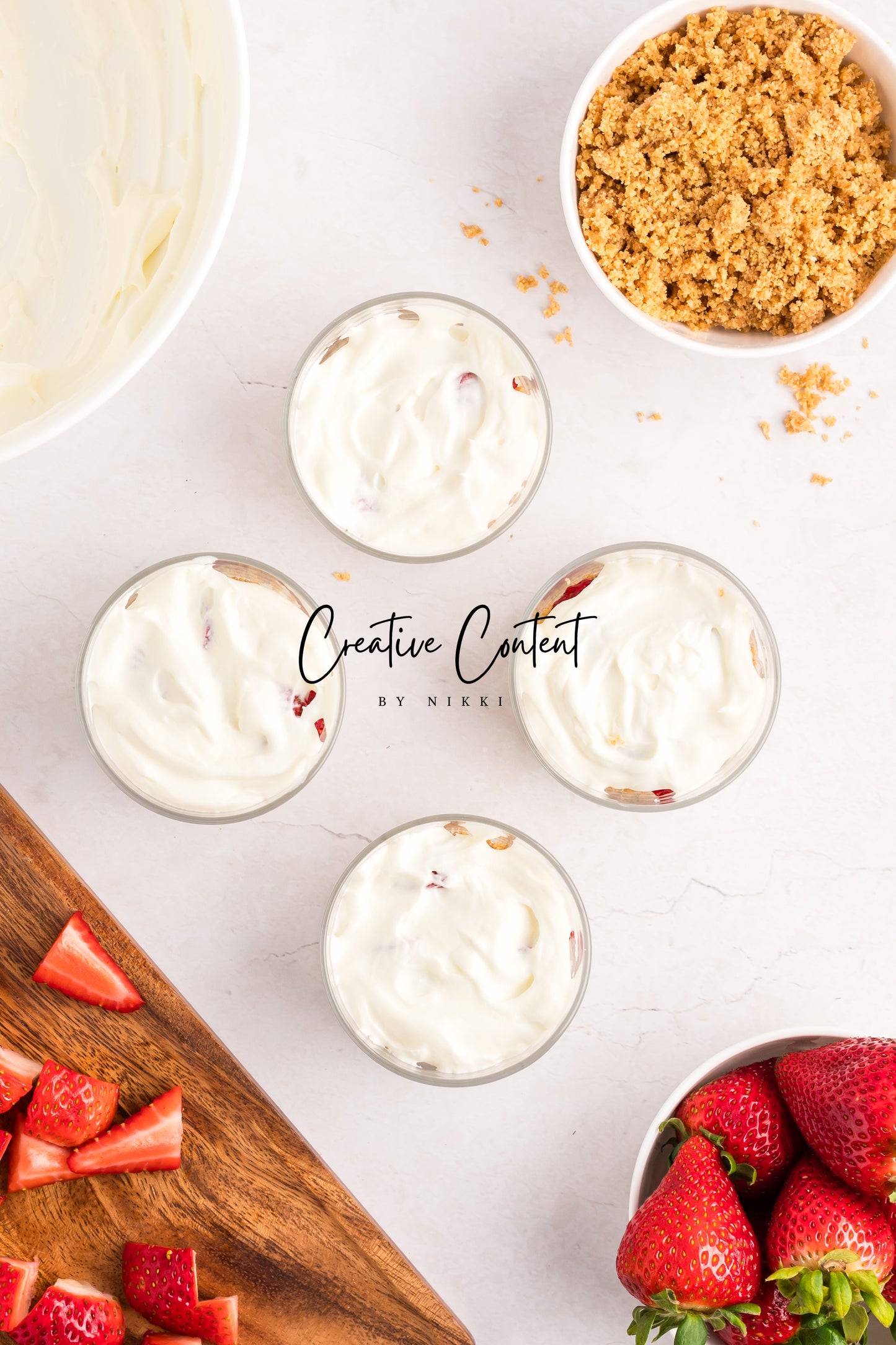 No Bake Strawberry Cheesecake Parfaits -  Set 1 of 2