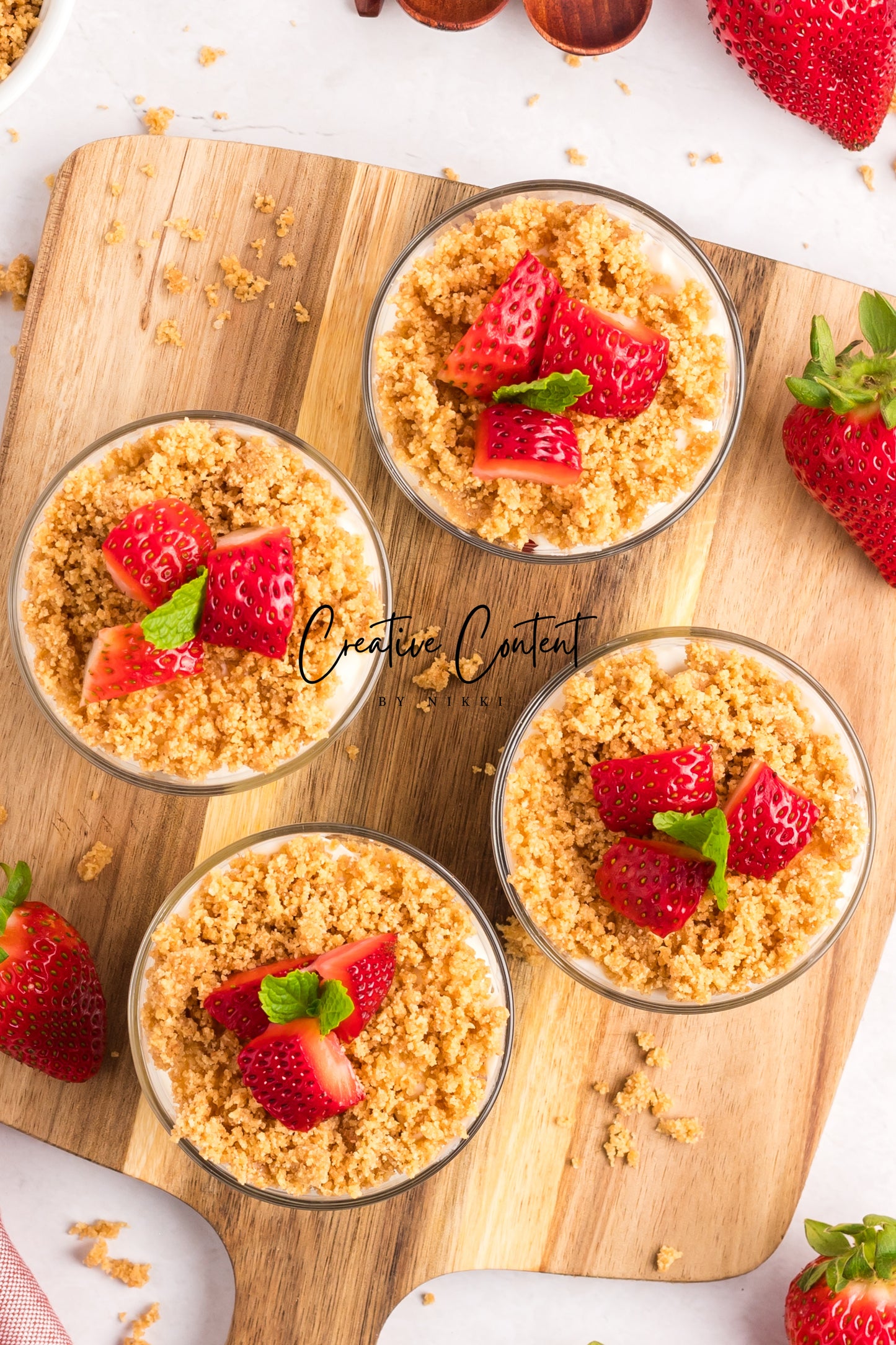 No Bake Strawberry Cheesecake Parfaits -  Set 1 of 2