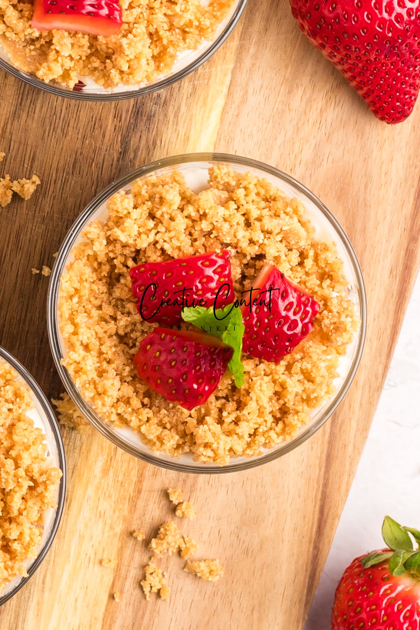 No Bake Strawberry Cheesecake Parfaits -  Set 1 of 2