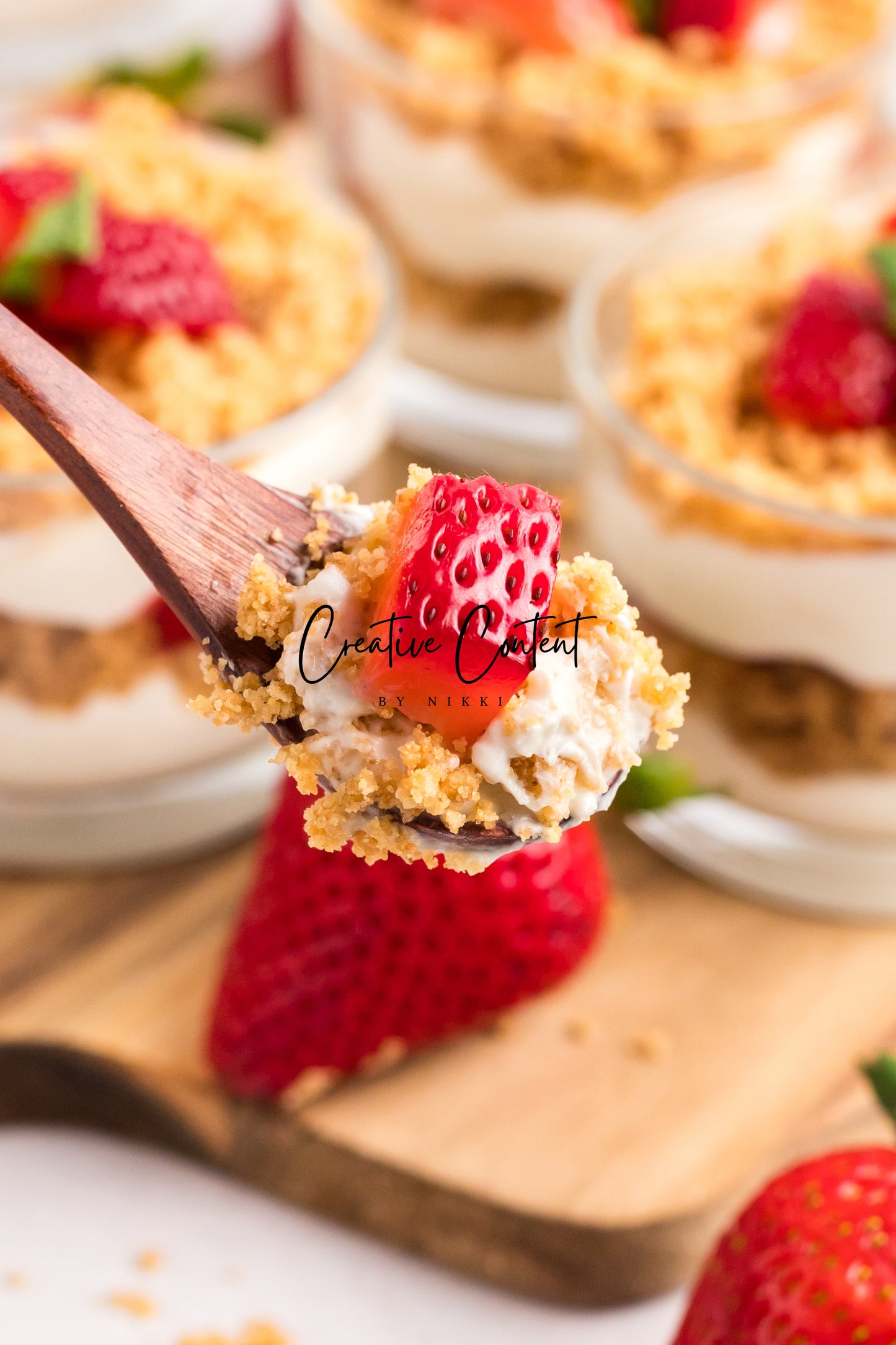No Bake Strawberry Cheesecake Parfaits -  Set 1 of 2